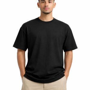 Men Black Cotton T-Shirt